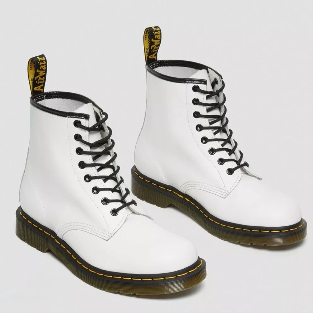 Dr. Martens 1460 Smooth White leather mid calf Combat Boots